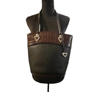 Brighton Vintage Leather and Crocodile Embossed Handbag